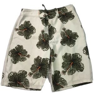 BKE WET Boardshorts 34 Khaki Green Floral 0121